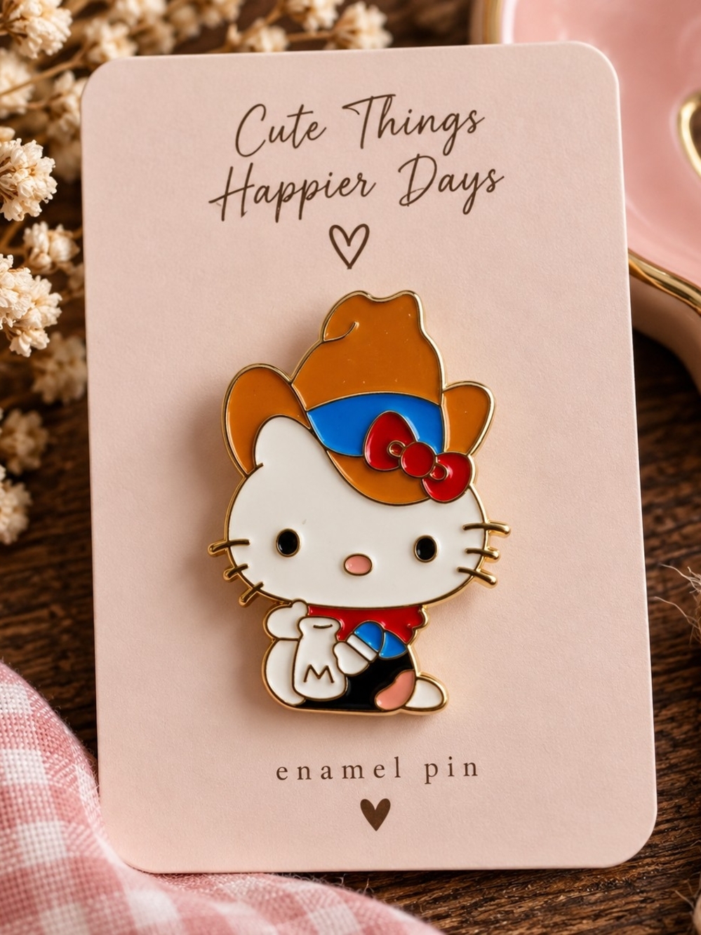 Hello Kitty Cowgirl Western Enamel Pin New